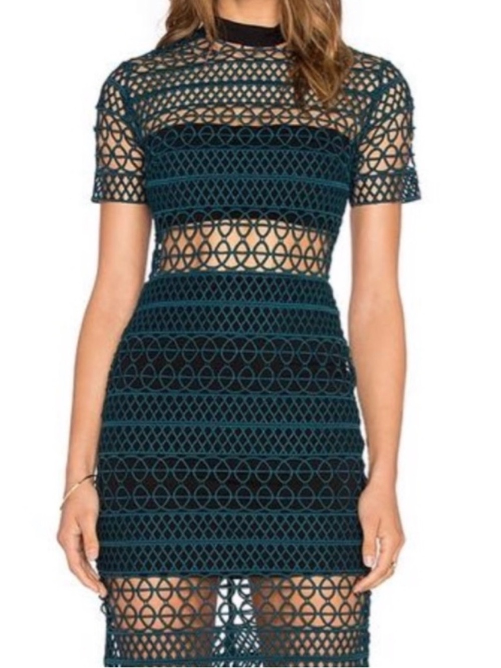 Self-Portrait Teal Lace Dress